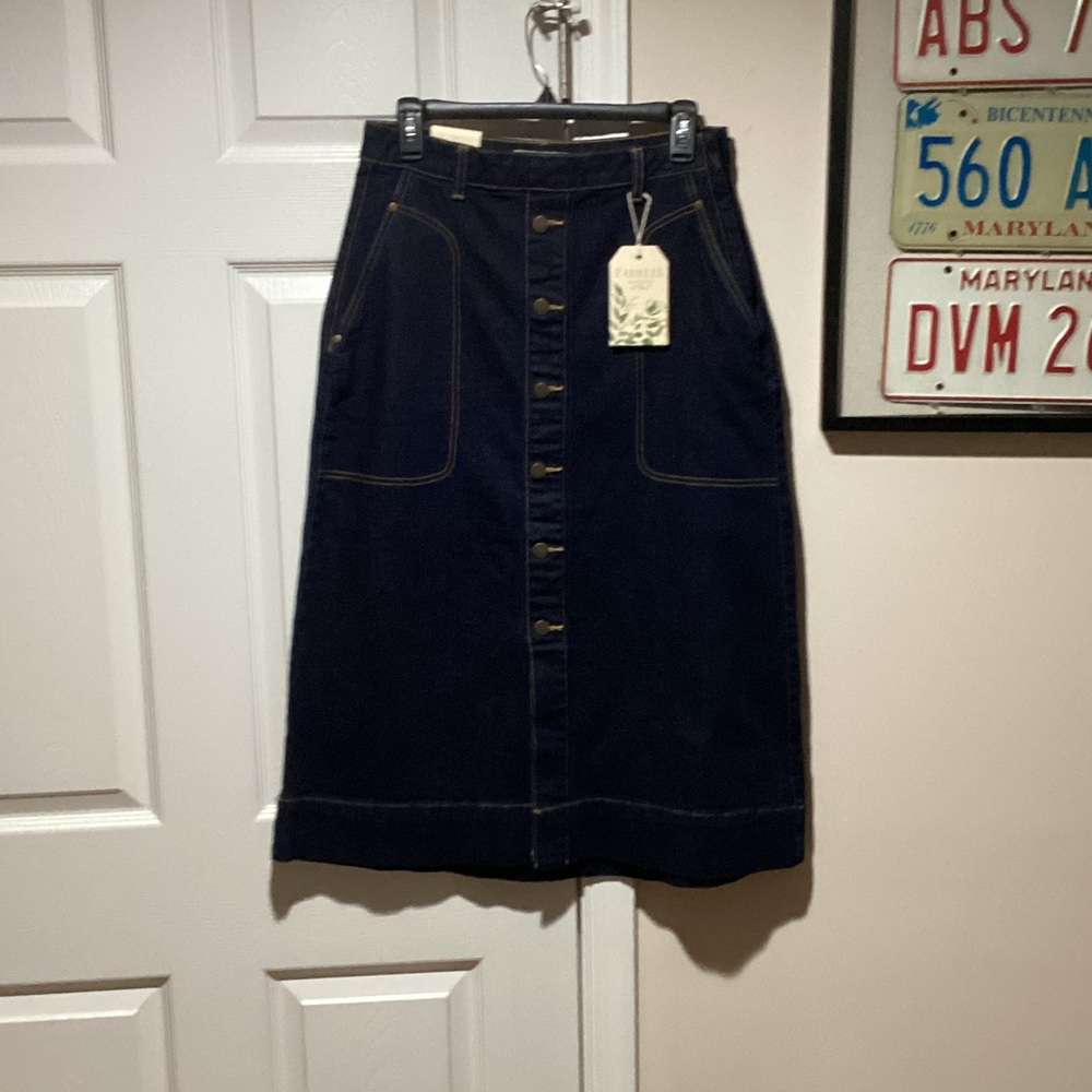 Farmers Market Dark Heavyweight Midi Jean Skirt - Size 10